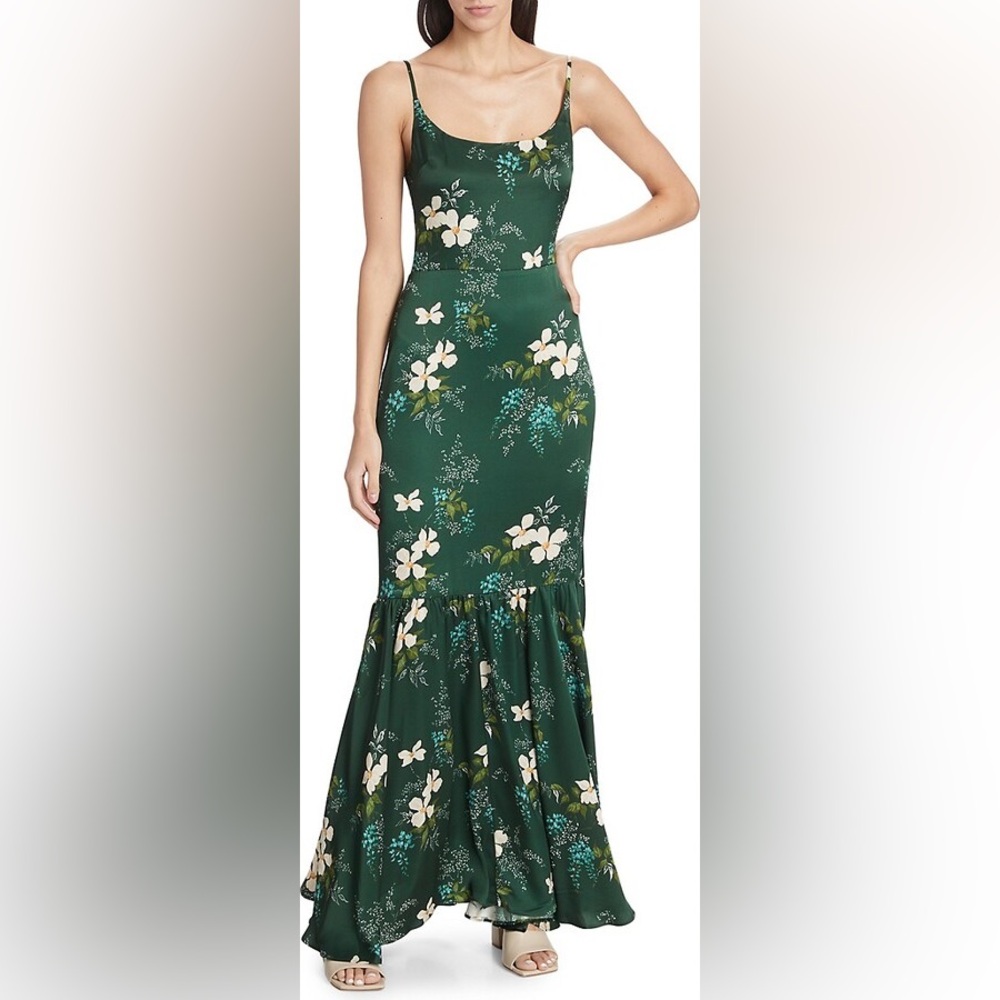 Reformation Women's Nasha Satin Maxi Dress - Portia - Size 6 NWT Green Floral